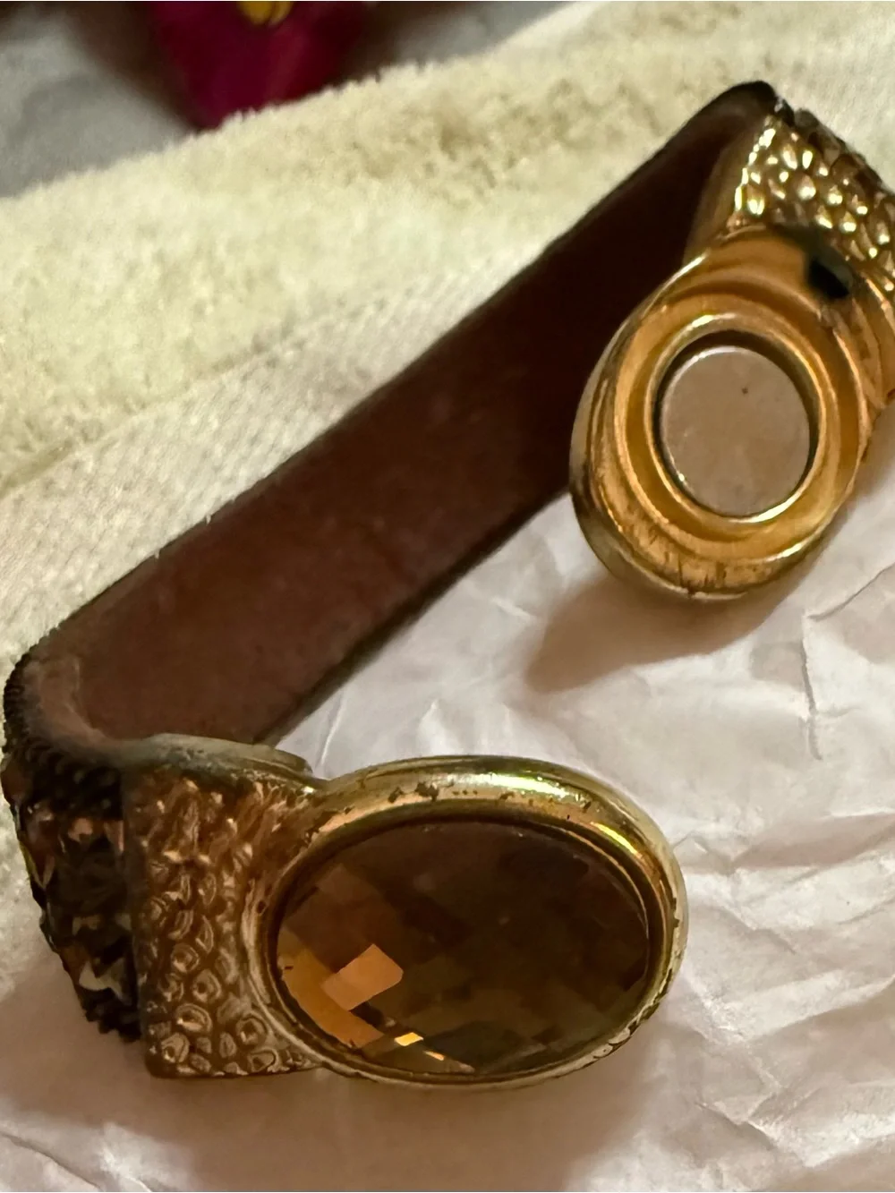 Gold-Tone Multiwrap Bracelet Set with Amber Crystal Accent